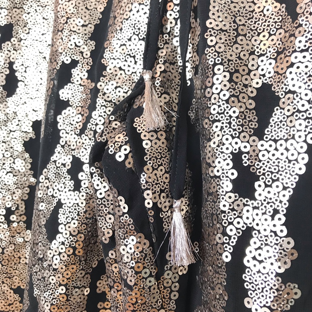 Anthropologie Black and Gold Sequin Cropped Pants XL - Picture 8 of 8